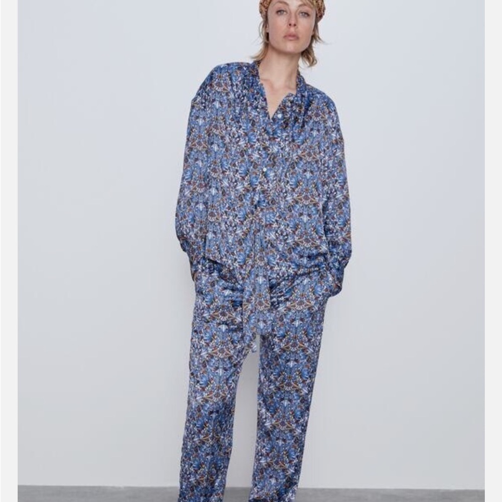 Zara Blue Floral Jumpsuit